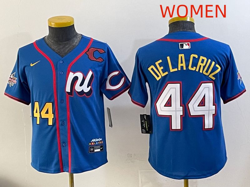 Women 2025 Cincinnati Reds #44 De Lacruz Blue All star Nike MLB Jersey style 05->new york yankees->MLB Jersey